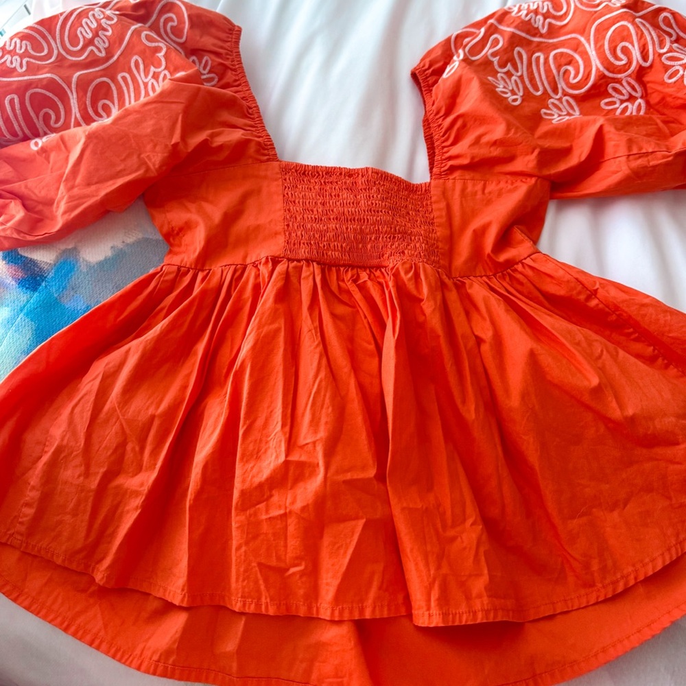 Boutique Orange Embroidered Top - Picture 2 of 2